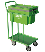 CLEAN BOX z pokrywą, koszem i wózkiem z 4 kołami skrętnymi